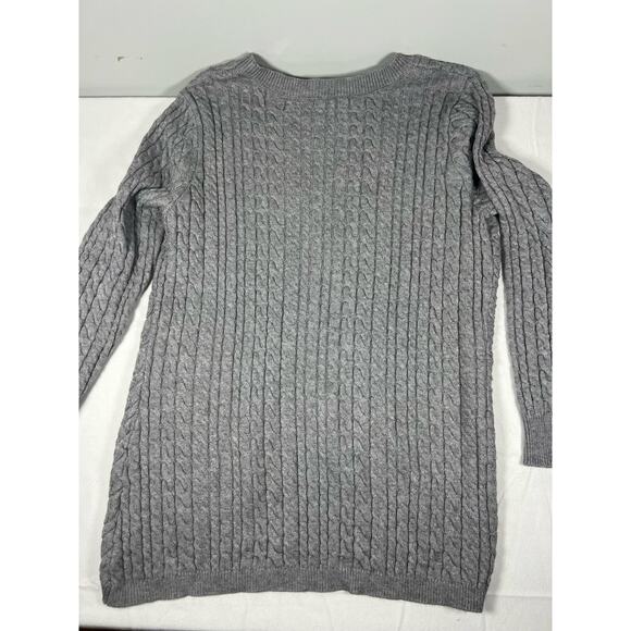 EVOLUTION BY CYRUS Women's Gray Cable Knit‎ Asymmetric Hem Pullover Size L - Picture 2 of 4